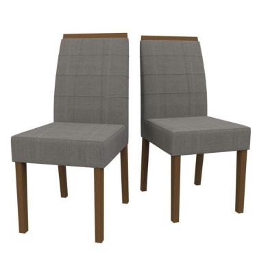 Imagem de Conjunto 2 Cadeiras Isis Amendoa/Veludo Cinza - New Ceval