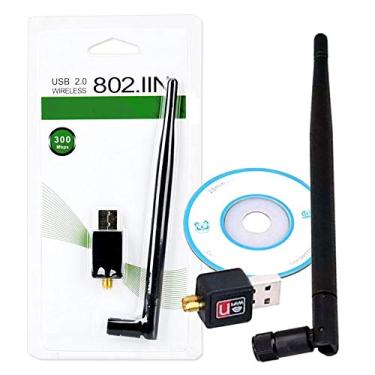Imagem de Adaptador Wireless Usb Wifi 300mbps Sem Fio 802.11 B/g/n Antena Lan 2dBi