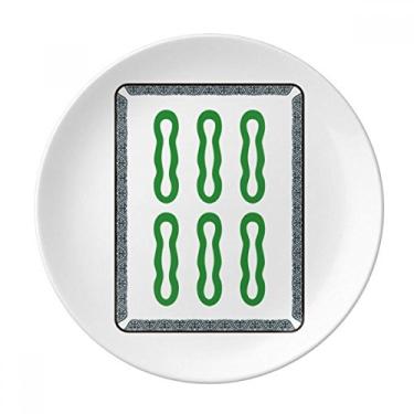 Imagem de Mahjong Barra de bambu 6 azulejos padrão prato decorativo de porcelana salver louça de jantar