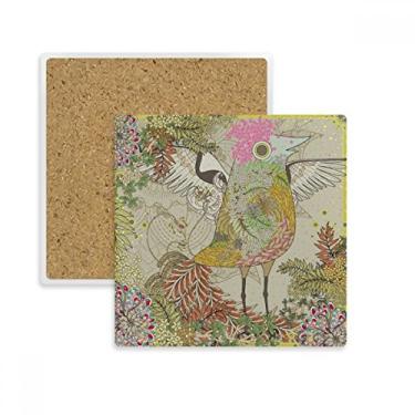 Imagem de Porta-copos de flor asa de pássaro Ukiyo-e Japão, quadrado, suporte de subplaca, pedra isolante
