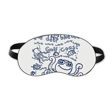 Imagem de Blue Octopus Marine Life Pattern Sleep Eye Shield Soft Night Blinfold Shade Cover