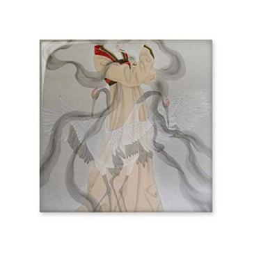 Imagem de Fã dobrável Beleza Pintura chinesa Azulejo de cerâmica brilhante Decalque de tijolos vitrificados Pedra adornada