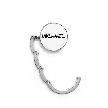 Imagem de Gancho de mesa Michael com caligrafia especial e nome inglês, fecho decorativo, gancho dobrável