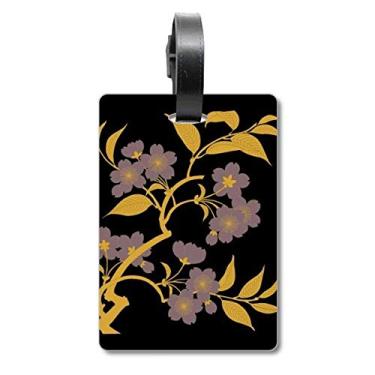 Imagem de Pintura Cultura Japonesa Bolsa de Mala de Flor Negra Etiqueta de Bagagem Etiqueta para Bagagem