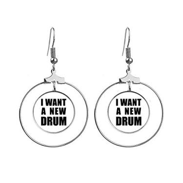 Imagem de Brincos da moda I Want A New Drum Art Deco para presente com argola pendente, joia circular