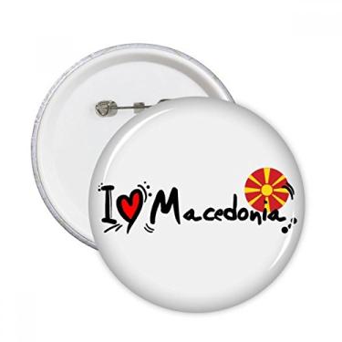Imagem de I Love Macedônia Bandeira da Palavra Love Coração Ilustração Pinos Redondos Emblema Decoração de Roupas 5 peças Presente