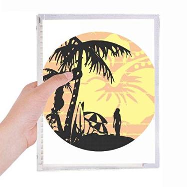 Imagem de Caderno de ilustração de flor de praia de coqueiro, folhas soltas, diário recarregável, papelaria