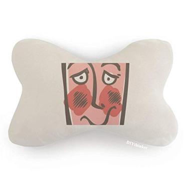Imagem de DIYthinker Almofada de apoio de cabeça para decoração de pescoço com desenho de rosto abstrato Shy