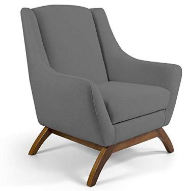 Imagem de Poltrona Decorativa Fixa Base de Madeira Juliet D02 Linho Cinza C-416 - Lyam Decor