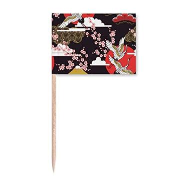 Imagem de Japan Cranes Sakura Cloud Sun Toothpick Flags Marker Topper Decoração de festa
