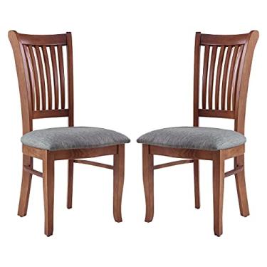 Imagem de Kit 2 Cadeiras para Mesa de Jantar Estofada 53x102 Cm Anthurium Madeira Taeda Linho Cinza L55 - RMI