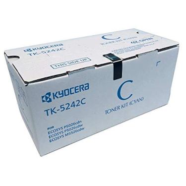 Imagem de Cartucho de toner ciano Kyocera 1T02R7CUS0 modelo TK-5242C para uso com impressoras Kyocera ECOSYS P5026cdN, P5026cdw e M5526cdw; até 3000 páginas de rendimento em 5% de cobertura