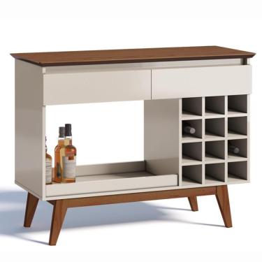 Imagem de Aparador Imcal Classic Com Adega Para 12 Garrafas - 61575 - Off White Com Freijó