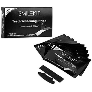 Imagem de Fita Clareadora Branqueadora Dental Smilekit com Carvão Ativado Com 28 Fitas