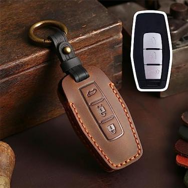 Imagem de UTOYA 2/3 botões de couro caso chave do carro shell chaveiro, apto para mitsubishi outlander 2023, acessórios de suporte de chave remoto inteligente do carro