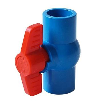 Imagem de Ioensy Válvula de esfera de PVC Acessórios de encanamento bidirecional T Lidar com válvula de corte de água para paisagem e irrigação Equipamento de piscina, azul 25mm