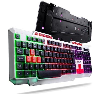 Imagem de Teclado Gamer Retro Iluminado RGB Teclas Macias Scroll Lock USB Jogos Computador Note