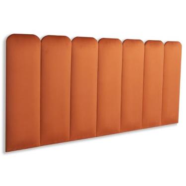 Imagem de Cabeceira Casal Estofada de Colar na Parede Kit 7 Placas Modelo Arredondada - VELUDO Terracota