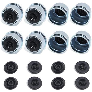 Imagem de GREPSPUD 8 peças de tampas de poeira de rolamento do cubo de reboque de 1,98 polegadas, tampa de poeira do eixo do reboque, tampa de graxa central da roda e 8 peças de plugues de borracha extra para trailer de 2000 a 1580 kg Dexter EZ Lube Trailer Camper RV