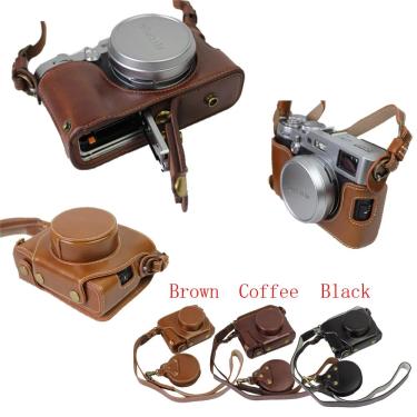 Imagem de Estojo de câmera de couro PU com alça  Mini bateria  Bolsa protetora para Fuji XE4 X100V  Luxo X100F