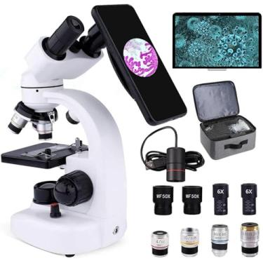 Imagem de CHONGHAN MicroscóPio Composto Binocular Led 6000x/10000x/20000x,Ocular EletrôNica/Bolsa De Armazenamento/IluminaçãO Led Dupla/Conectado Ao Computador