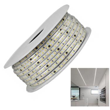 Imagem de Fita LED SMD 6500K 127V 100 Metros Plug Conector Fita Dupla Face Perfil Sanca Gesso Recepçao Sala Quarto