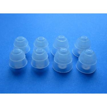 Imagem de 8 peças: 4 peças pequenas/4 grandes transparentes duplas (2 camadas) Flange conjunto de fones de ouvido compatíveis com Shure SE110, SE115, SE210, SE315, SE420, SE425, SE530 PTH, SE535 fones de ouvido intra-auriculares estéreos