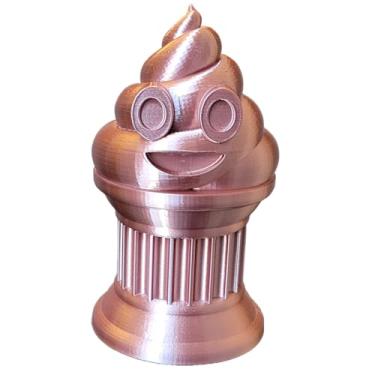 Imagem de Znet3D Troféu Emoji Poop – Prêmio ou presente perfeito – Feito à mão com fabricação aditiva – 15 cm de altura – Com um emoji sólido de cocô preso em uma coluna (marrom seda)