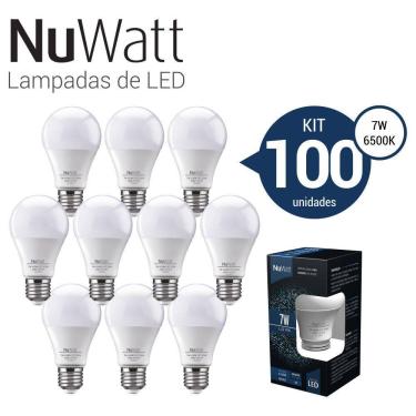Imagem de Kit 100 Lampada Led Bulbo 7w Samsung A60 E27 Luz Branca Fria