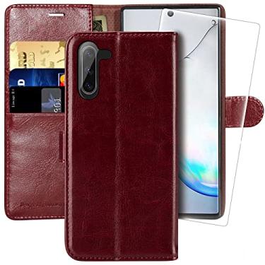 Imagem de MONASAY Capa tipo carteira para Galaxy Note 10, [bloqueio RFID] Capa de celular de couro com suporte para cartão de crédito para Samsung Galaxy Note 10 6,3 polegadas Borgonha