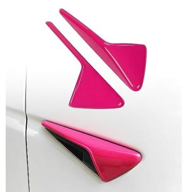 Imagem de YJMOTOR Capa de proteção de câmera lateral Tesla para modelo 3 Y HW4.0, sinal de seta, fluxo de ar lateral ABS, tampa de ventilação da câmera, decoração, acessórios de acabamento de proteção externa, 2 peças (rosa)