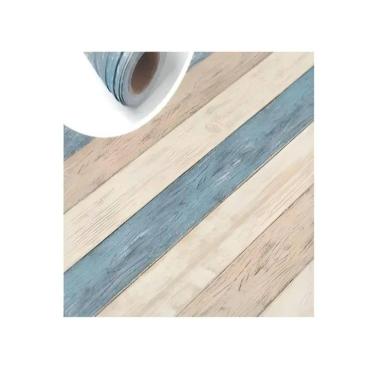 Imagem de Papel de parede autoadesivo em rolo de madeira de vários tons 10m x 60cm