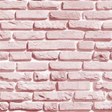 Imagem de Papel De Parede Adesivo Tijolinho Rústico Em Tons Rose 12m