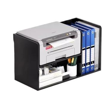 Imagem de GRFIT Suporte de impressora prateleira de armazenamento dupla prateleira de elevação multinível pequena estante de livros prateleira de impressora de mesa copiadora de escritório impressora de mesa