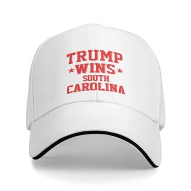 Imagem de Boné de beisebol 2024 original Trump WINS South Carolina Truckers ajustável para homens/mulheres boné de caminhoneiro branco, Branco, G