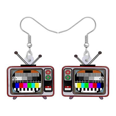 Imagem de BONSNY Pingente de relógio clássico para televisão, câmera, telefone fixo, brincos de acrílico, joias para mulheres, meninas, crianças, presentes, Acrílico, Sem pedra preciosa