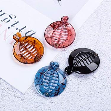 Imagem de Pente de cabelo Prettyou de 6,35 cm sem esforço, com pente lateral sortido, presilhas redondas de banana, Coloful