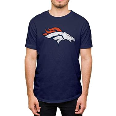 Imagem de Hybrid Sports NFL - Logotipo do time envelhecido - Camiseta adulta oficialmente licenciada para fãs de manga curta para homens e mulheres, Denver Broncos - azul-marinho, XX-Large