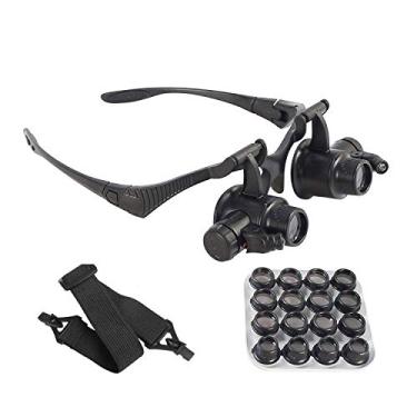Imagem de Lentes intercambiáveis de reparo de joalheiro com dois olhos iluminados por LED, lupa de cabeça de lupa - 8 lentes intercambiáveis: 2,5X/4X/6X/8X/10X/15X/20X/25X