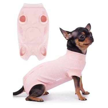 Imagem de Frienperro Traje de recuperação para cães camiseta de cirurgia para cães fêmeas Onesie, pijama de cachorro cone e-collar alternativa para gatos pequenos chihuahua yorkie, rosa PP