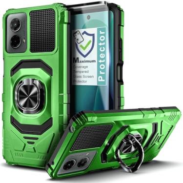 Imagem de WDHD Capa projetada para Motorola Moto G 5G 2024, proteção total à prova de choque [grau militar] capa para celular com protetor de tela de vidro temperado [cobertura máxima] verde