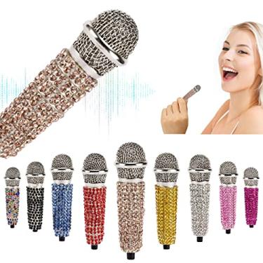 Imagem de Mini microfone, pequeno microfone vocal portátil, microfone Asmr, microfone de telefone, mini microfone de karaokê para gravação de voz, conversar e cantar no iPhone, Android, notebook (ouro rosa)