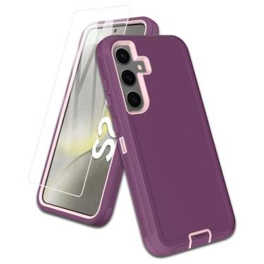 Imagem de Aliruke Capa para Samsung Galaxy S24-Plus, com protetor de tela, proteção de porta, cobertura de borracha de silicone de corpo inteiro, capa de telefone combo de 3 camadas à prova de queda para S24