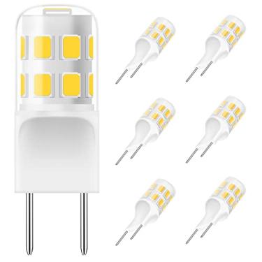 Imagem de Lâmpada LED G8 regulável, base plana de dois pinos tipo G8 GY8.6 T4 JCD, substituição de lâmpada halógena de 120V 20W 25W para luz de disco, luz sob o armário, iluminação de cozinha sob balcão, branco quente 3000K (pacote com 6)