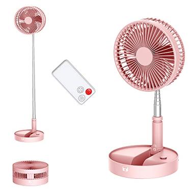 Imagem de UN UNITEDTIME Ventilador de mesa e mesa, ventilador dobrável, ventiladores portáteis de viagem, operados por bateria, ventilador dobrável de altura ajustável com temporizador de controle remoto, 4
