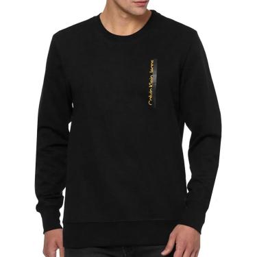 Imagem de Moletom Calvin Klein Jeans Crewneck Logo Faixa Gel Preto-Masculino