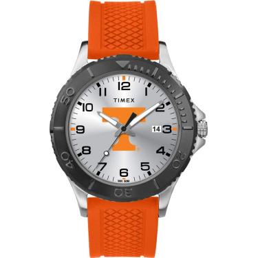 Imagem de Timex Relógio masculino Tribute Collegiate Gamer 42 mm – Tennessee Volunteers com pulseira de silicone laranja, Tennessee Volunteers, Relógio de quartzo
