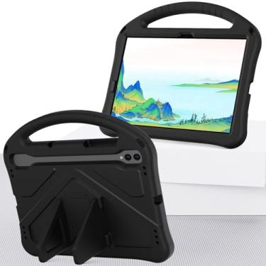 Imagem de Capa protetora compatível com Samsung Galaxy Tab S9 FE 11 polegadas/Galaxy Tab S9 FE Wi-Fi SM-X510/ Galaxy Tab S9 FE 5G SM-X516B, alça e alça, manga leve com suporte, capa à prova de choque (preto)