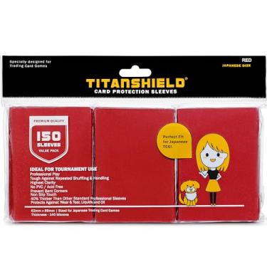 Imagem de TitanShield (Manga 150/vermelha) Protetor de baralho pequeno tamanho japonês para Yu-Gi-Oh, Cardfight!! Vanguard & More