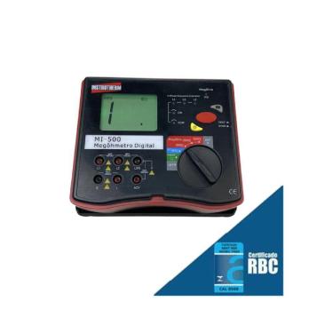 Imagem de Megôhmetro Digital Faixa 5000v 200 Gigaohm Hold Mi-500 Portátil Instrutherm Maleta Certificado Acreditada Rbc